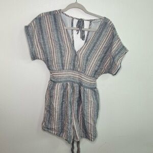 American Eagle striped belted romper